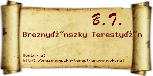 Breznyánszky Terestyén névjegykártya